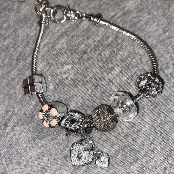 Silver Plated Heart Charm Bracelet - Picture 3 of 4